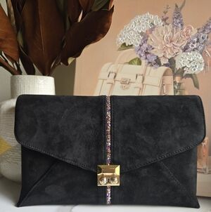 Henri Bendel Suede Flap Clutch GUC